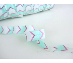 Elastisches Falzgummi Boho Mint - Pink Glitzer